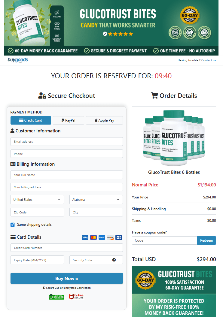 GlucoTrust Bites order page